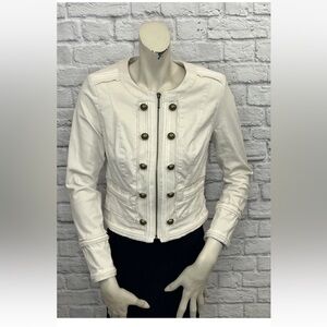 WHITE HOUSE BLACK MARKET BEIGE MILITARY STYLE LONG SLEEVE JACKET SIZE 4